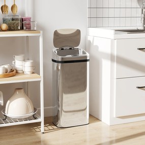HOMCOM Cos de gunoi cu senzor 50L inox elegant | Aosom Romania