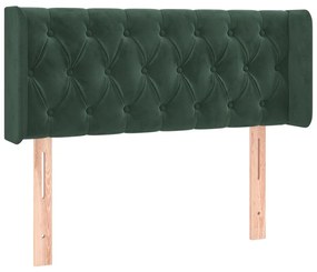 3119143 vidaXL Tăblie pat cu aripioare verde închis 93x16x78/88 cm catifea