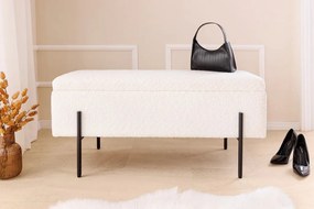 Bancheta tapitata cu spatiu de depozitare LOFT 100cm boucle white