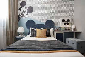 PAC01 - Pat tapitat pentru dormitor cu Saltea inclusa 90/140/160/180 x 200 cm, Model Mickey Mouse - Gri