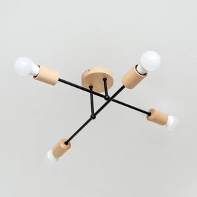 Lustră aplicată CAMBRIDGE 4xE27/15W/230V, din lemn de pin