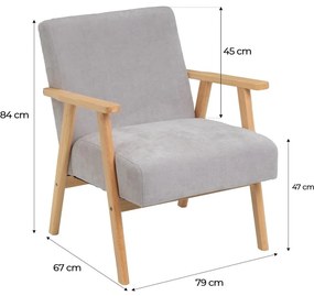 Fotoliu gri cu tapițerie din chenille Vintage – Casa Selección