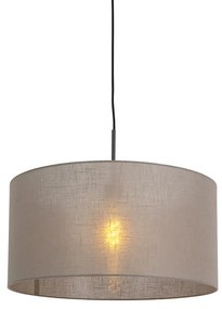 Lampă suspendată rustică neagră cu abajur taupe 50 cm - Combi 1