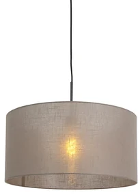 Lampă suspendată rustică neagră cu abajur taupe 50 cm - Combi 1