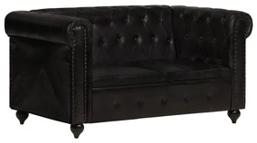 Canapea chesterfield cu 2 locuri, negru, piele naturala Negru