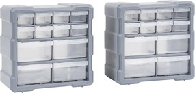 vidaXL Organizatoare cu 12 sertare, 2 buc., 26,5 x 16 x 26 cm