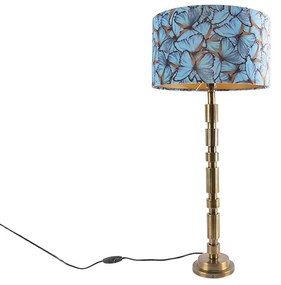 Lampă de masă Art Deco bronz 35 cm cu abajur cu design fluture - Torre