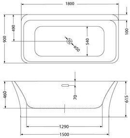 Cada freestanding Kolpasan, Mary, 180, dreptunghiulara, cu instalatie, alb