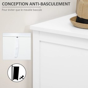 HOMCOM Mobilier pentru încălțăminte de depozitare cu 2 uși efect canelură sertar 80 x 35 x 110 cm alb | Aosom Romania