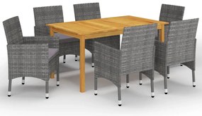 vidaXL Set mobilier de grădină, 7 piese, gri