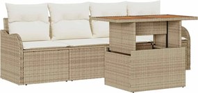 vidaXL Set de canapele pentru grădină 5 pcs Bej poliratan