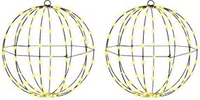 vidaXL Bola cu 192 LED 2 pcs Alb cald 40 x 40 x 43,5 cm Metal