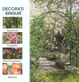 Outsunny Pergolă de Grădină pentru Cățărare Viță de Vie și Plante, 157x40x223 cm, Negru  | Aosom Romania