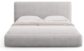 Pat matrimonial gri deschis tapițat cu spațiu de depozitare cu somieră 160x200 cm Colonel – Cosmopolitan Design
