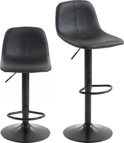HOMCOM Set de 2 taburete de bar, scaune de bar cu înălțime reglabilă, spătar și suport picioare, rotative 360°, picioare din oțel, negru | Aosom Romania