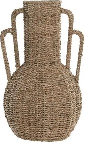 Vază decorativă tropical natural din iarbă de mare cu structură din metal, "Sevanta"