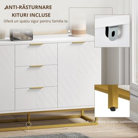HOMCOM Dulap de bucatarie, Bufet jos pentru bucatarie sau sala de mese cu 3 sertare si 2 usi, 120x40x76 cm | Aosom Romania