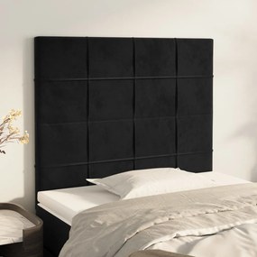 Tablii de pat, 2 buc, negru, 80x5x78 88 cm, catifea 2, Negru, 80 x 5 x 118 128 cm