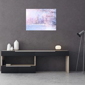 Tablou pe sticlă - Iarna geroasă (70x50 cm)