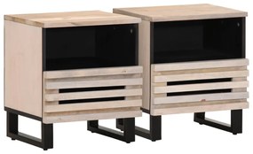 vidaXL Noptiere, 2 buc., 40x34x46 cm, lemn masiv mango albit
