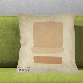 Perna Decorativa Abstract Forme Bej Poudre, 40x40 cm, Crem, Husa Detasabila, Perna Inclusa, BEKZ®