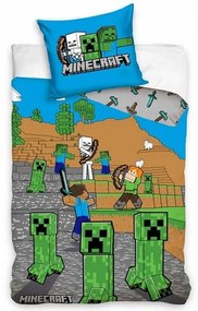 Lenjerie de pat pentru copii Minecraft Time toMine , 140 x 200 cm, 70 x 90 cm