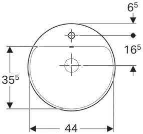 Lavoar rotund Geberit Variform, 48 cm cu preaplin si orificiu baterie, alb - GEC500.705.01.2