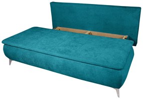 Canapea extensibila Sofie, cu lada pentru depozitare, 3 locuri, 203x92x86 cm, Albastru turcoaz