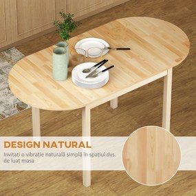 HOMCOM Masă Pliabilă pentru 4-6 persoane din Lemn de Pin, 140x70x75 cm, Natural | Aosom Romania