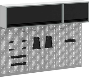 vidaXL Set dulap de unelte 5 pcs Negru Oțel vopsit electrostatic