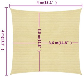 Panza parasolar, bej, 4x4 m, HDPE, 160 g m   Bej, 4 x 4 m