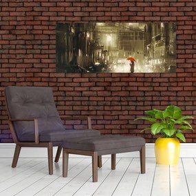 Tablou - Femeie într-o noapte ploioasă (120x50 cm)