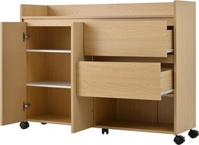 Dulap mobil pentru pantofi cu separatoare reglabile, 110x35x86 cm, Culoare naturală