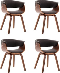 vidaXL Scaune de bucătărie, 4 buc, gri, lemn curbat și material textil