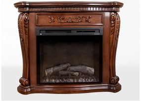 Masca Semineu Clasic, 117x40x93 cm, Lemn Masiv, Crem Roma cu Patina Argintie