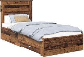 vidaXL Cadru de pat cu headboard Lemn vechi 90 x 190 cm Lemn compozit