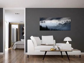 Tablou cu ceță deasupra pădurii (120x50 cm)