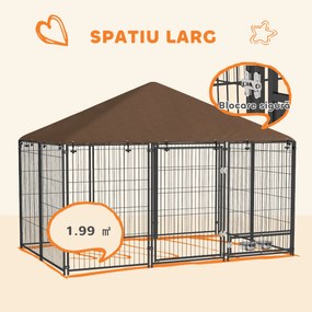 Pawhut Gard Metalic pentru Caini – Cu Usa pentru Bol &amp; Husa Oxford | Aosom Romania