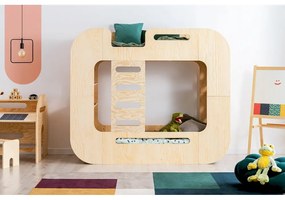 Pat pentru copii în culoare naturală supraetajat cu spațiu de depozitare 90x200 cm Mundo – Adeko