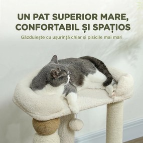PawHut Ansamblu pentru Pisici 6 kg max din Lemn și Pluș Bej | Aosom Romania