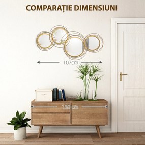 HOMCOM Decoratiune de perete din metal Decor oglinda decorativa moderna Sculpturi de perete | Aosom Romania