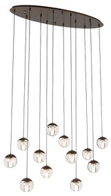 Lampă pendant de design bronz închis cu sticlă transparentă 12 lumini - Inge