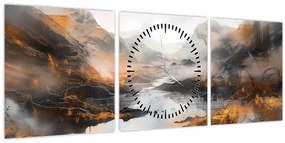 Tablou - Pictura peisajelor montane (cu ceas) (90x30 cm)