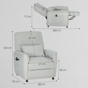 HOMCOM Fotoliu Relax Electric cu Masaj și Încălzire, Silențios, Reclinabil 150° în Cinilă cu Pernă, Funcție de Memorie, 2 Telecomenzi, Suport pentru Picioare pentru Living și Birou, Gri | Aosom Romania
