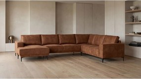 Colțar maro coniac cu tapițerie din imitație de piele (colț pe partea stângă /în formă de "U") Copenhagen – Scandic