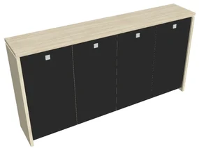 Dulap mediu pentru haine Verno 248 x 46 x 130 cm, uși de sticlă, salcâm / negru