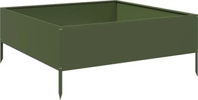 vidaXL Strat înălțat de grădină, verde măsliniu, 100x100x25 cm, oțel