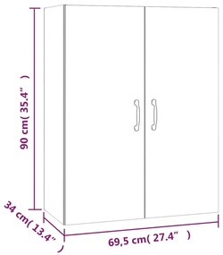 Dulap inalt, alb, 69,5x34x180 cm, lemn prelucrat 1, Alb