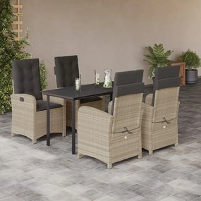 vidaXL Set mobilier de grădină cu perne, 5 piese gri deschis poliratan