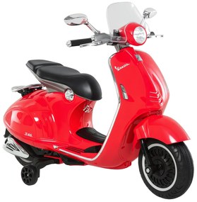 HOMCOM Motocicletă Electrică pentru Copii 3+ Ani, Motocicletă Jucărie din PP și Oțel cu 2 Roți Suplimentare, 108x49x75 cm, Roșie | Aosom Romania